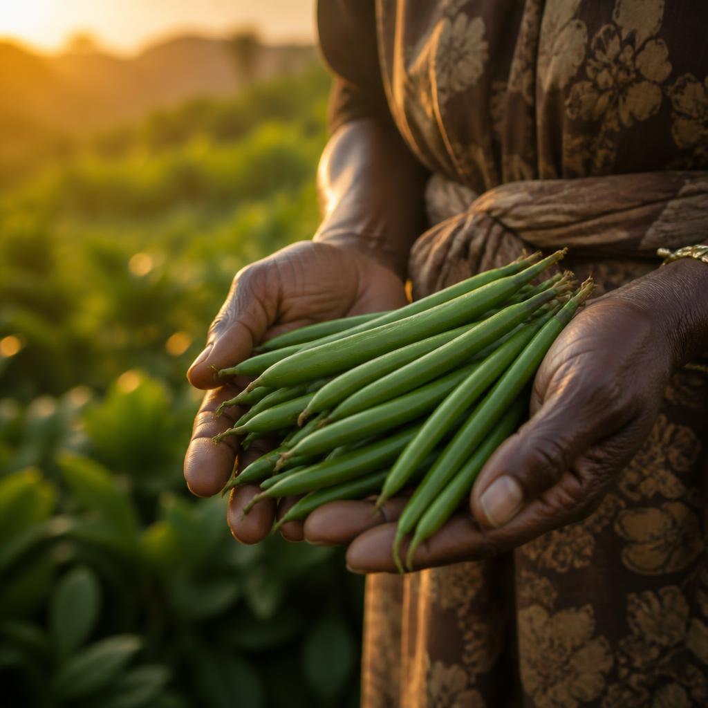 Recoltare de păstăi verzi în Madagascar